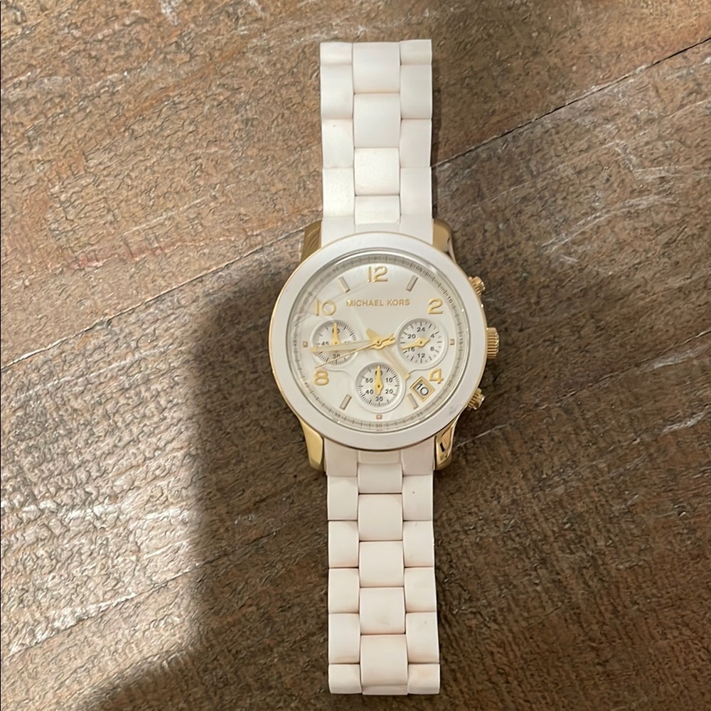 Michael Kors White and Gold Watch